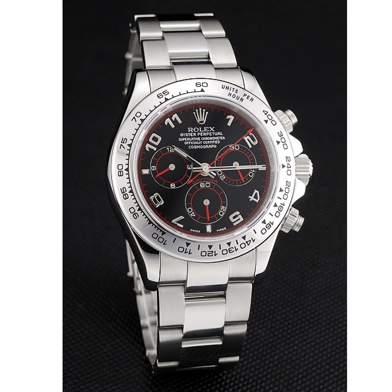 AAA Replica Watches Rolex Swiss Dial Black Daytona Steel 80296 Stainless Bracelet 0731